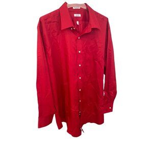 Izod Red Wrinkle Free Button Down Long Sleeve Shirt Sz 34/35